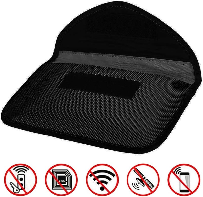 woobles Signal Blocking Bag for Cell Phone and Car Key Fob Double Layer Anti-Theft Anti-Tracking GPS RFID Signal Blocker Pouch(Black) - Image 2